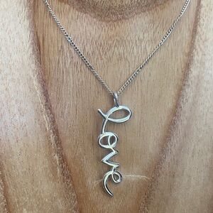 925 Sterling Silver 'Love' Pendant Necklace
